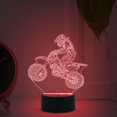 3D Illusion Stunt Bike Night Lamp with  Multicolored Light Birthday Gift for Bike Lover