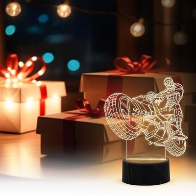 3D Illusion Bike Spiderman Motorcycle Night Lamp with Warm White Light Gift for Bike Lover