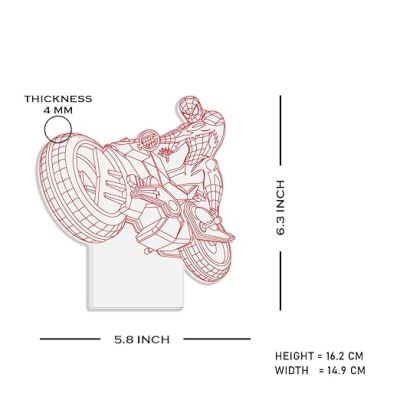 3D Illusion Spiderman Motorcycle Night Lamp with Multicolored Light Birthday Gift for Bike Lover