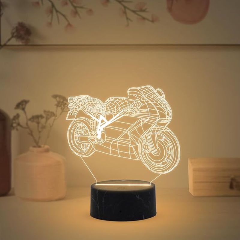 3D Illusion Motorcycle Night Lamp with Warm White Light Gift for Bike Lover Gaming Room Decor