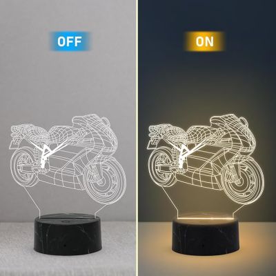 3D Illusion Motorcycle Night Lamp with Warm White Light Gift for Bike Lover Gaming Room Decor