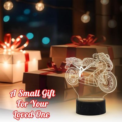 3D Illusion Motorcycle Night Lamp with Warm White Light Gift for Bike Lover Gaming Room Decor