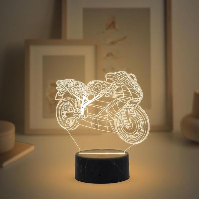 3D Illusion Motorcycle Night Lamp with Warm White Light Gift for Bike Lover Gaming Room Decor
