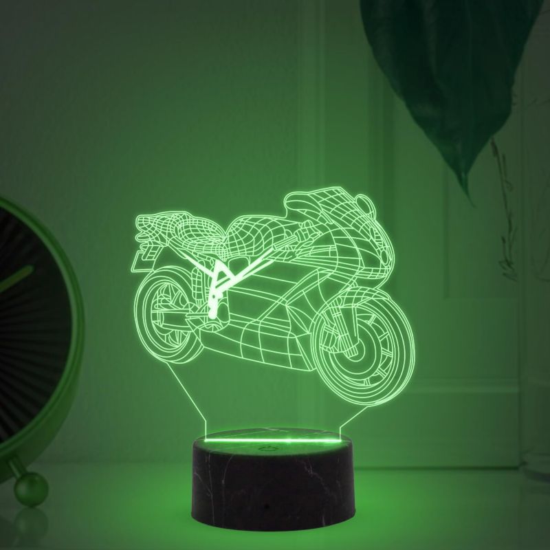 3D Illusion Motorcycle Night Lamp with Automatic Color Changing Light Birthday Gift for Bike Lover Living Room Kid Bedroom