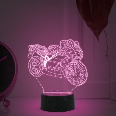 3D Illusion Motorcycle Night Lamp with Automatic Color Changing Light Birthday Gift for Bike Lover Living Room Kid Bedroom