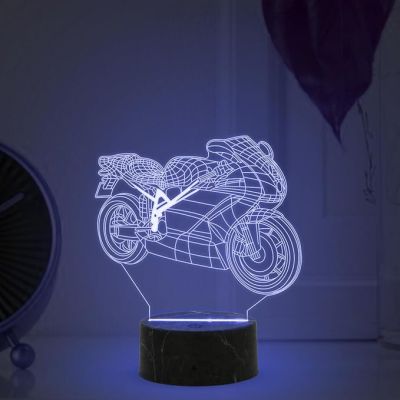 3D Illusion Motorcycle Night Lamp with Automatic Color Changing Light Birthday Gift for Bike Lover Living Room Kid Bedroom