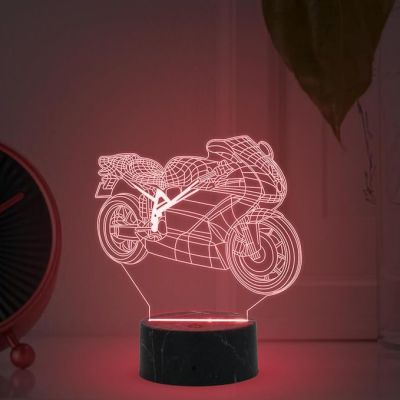 3D Illusion Motorcycle Night Lamp with Automatic Color Changing Light Birthday Gift for Bike Lover Living Room Kid Bedroom