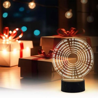 3D Illusion Om Narayana Namah Mantra night Lamp with Warm White Light Religious Gift Items Pooja Room Decor
