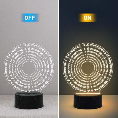 3D Illusion Om Narayana Namah Mantra night Lamp with Warm White Light Religious Gift Items Pooja Room Decor