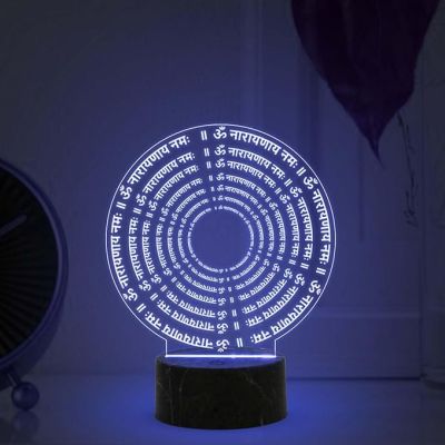 D Illusion Om Narayana Namah Mantra Night Lamp with Automatic Color Changing Light
