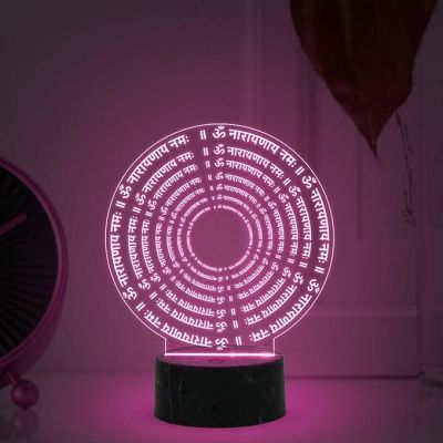 D Illusion Om Narayana Namah Mantra Night Lamp with Automatic Color Changing Light