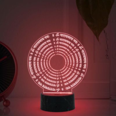 D Illusion Om Narayana Namah Mantra Night Lamp with Automatic Color Changing Light