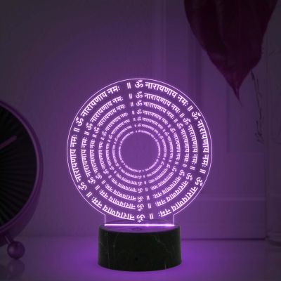 D Illusion Om Narayana Namah Mantra Night Lamp with Automatic Color Changing Light
