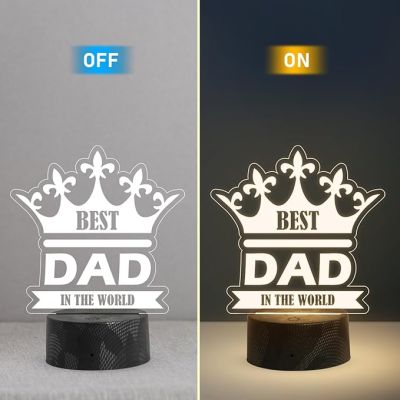 Best Dad in The World Engraved Night Lamp with Warm White Light Fathers Day Gift for Dad Birthday Gift for Dad from Daughter & Son