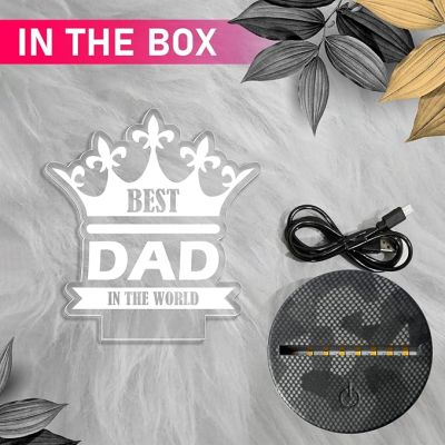 Best Dad in The World Engraved Night Lamp with Warm White Light Fathers Day Gift for Dad Birthday Gift for Dad from Daughter & Son