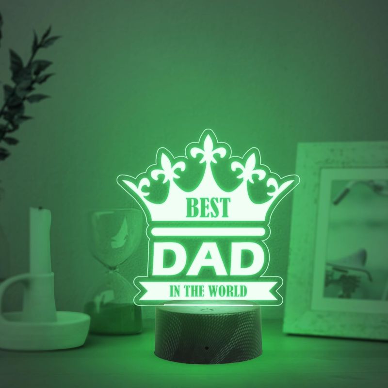 Best Dad in The World Engraved Night Lamp with Automatic Color Changing Light Fathers Day Gift for Dad Birthday Gift for Dad from Daughter & Son
