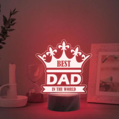 Best Dad in The World Engraved Night Lamp with Automatic Color Changing Light Fathers Day Gift for Dad Birthday Gift for Dad from Daughter & Son