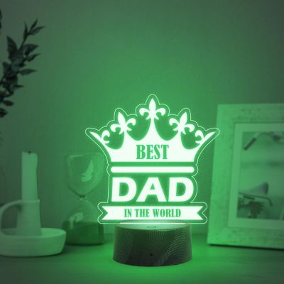 Best Dad in The World Engraved Night Lamp with Automatic Color Changing Light Fathers Day Gift for Dad Birthday Gift for Dad from Daughter & Son