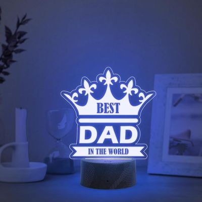 Best Dad in The World Engraved Night Lamp with Automatic Color Changing Light Fathers Day Gift for Dad Birthday Gift for Dad from Daughter & Son