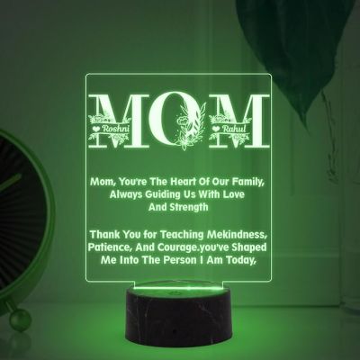 Mom Engraved Night Lamp with Automatic Color Changing Light Customized Name Mothers Day Gift for Mom Memorable & Birthday Gift for Mom from Daughter & Son