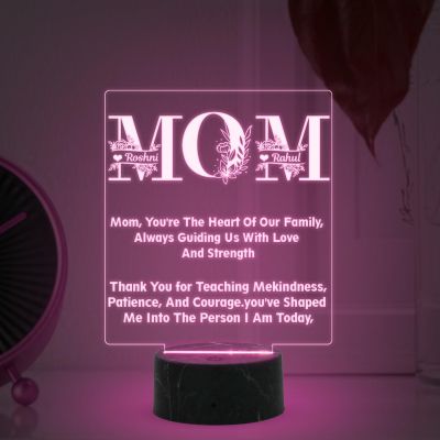 Mom Engraved Night Lamp with Automatic Color Changing Light Customized Name Mothers Day Gift for Mom Memorable & Birthday Gift for Mom from Daughter & Son