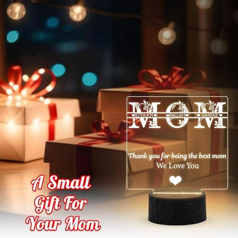 Mom We love You night lamp with Warm White Light Customized Name Mothers Day Gift for Mom Memorable & Birthday Gift for Mom from Daughter & Son