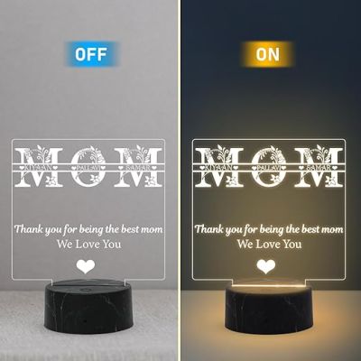 Mom We love You night lamp with Warm White Light Customized Name Mothers Day Gift for Mom Memorable & Birthday Gift for Mom from Daughter & Son