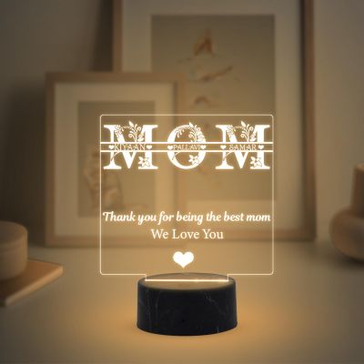 Mom We love You night lamp with Warm White Light Customized Name Mothers Day Gift for Mom Memorable & Birthday Gift for Mom from Daughter & Son