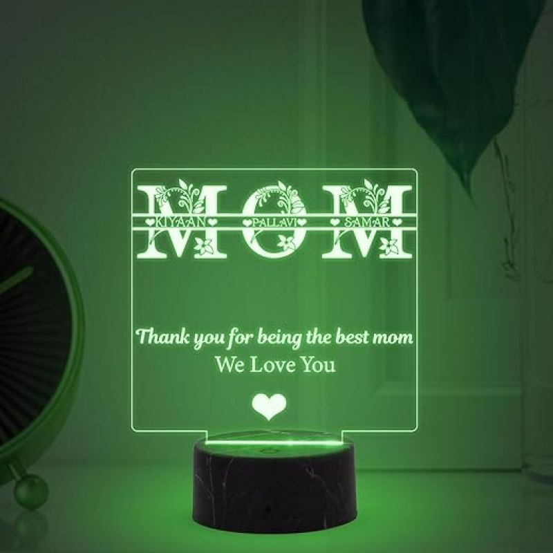Mom We love You night lamp with Automatic Color Changing Light Customized Name Mothers Day Gift for Mom Memorable Birthday Gift for Mom from Daughter & Son