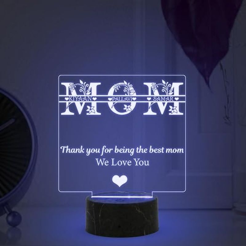 Mom We love You night lamp with Automatic Color Changing Light Customized Name Mothers Day Gift for Mom Memorable Birthday Gift for Mom from Daughter & Son