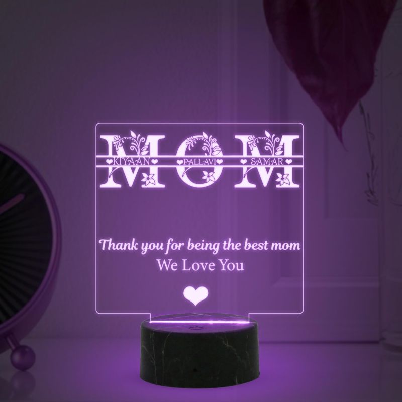 Mom We love You night lamp with Automatic Color Changing Light Customized Name Mothers Day Gift for Mom Memorable Birthday Gift for Mom from Daughter & Son