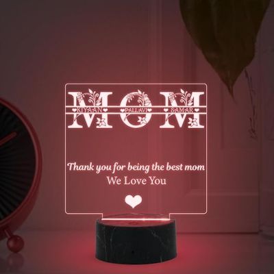Mom We love You night lamp with Automatic Color Changing Light Customized Name Mothers Day Gift for Mom Memorable Birthday Gift for Mom from Daughter & Son