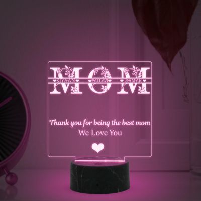 Mom We love You night lamp with Automatic Color Changing Light Customized Name Mothers Day Gift for Mom Memorable Birthday Gift for Mom from Daughter & Son