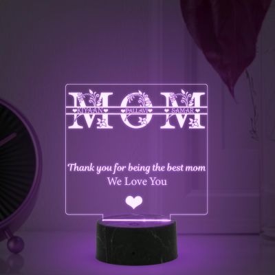 Mom We love You night lamp with Automatic Color Changing Light Customized Name Mothers Day Gift for Mom Memorable Birthday Gift for Mom from Daughter & Son
