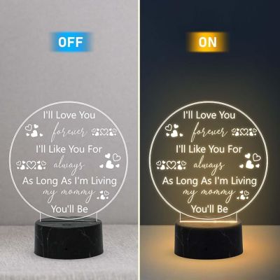 I'll Love You Forever night lamp with Warm White Light Mothers Day Gift for Mom Birthday Gift for Mom from Daughter Son