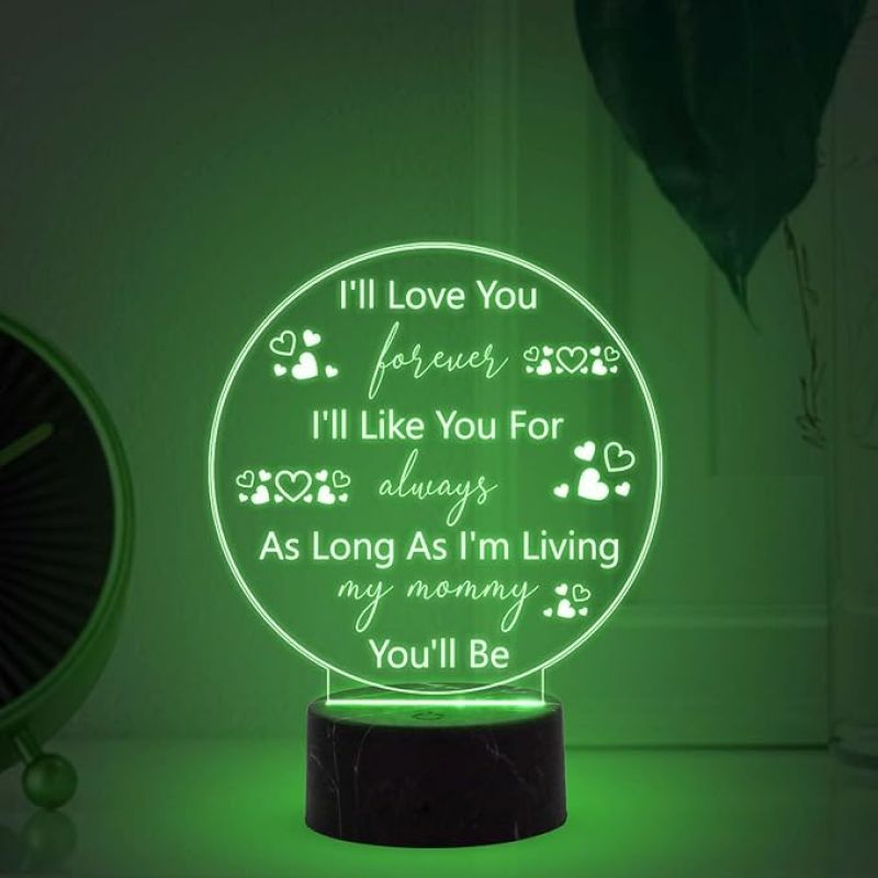 I'll Love You Forever night lamp with Multicolored Light Mothers Day Gift for Mom Best Birthday Gift for Mom from Daughter Son