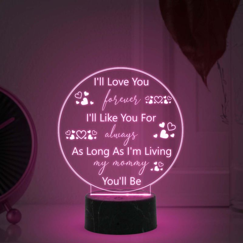 I'll Love You Forever night lamp with Multicolored Light Mothers Day Gift for Mom Best Birthday Gift for Mom from Daughter Son
