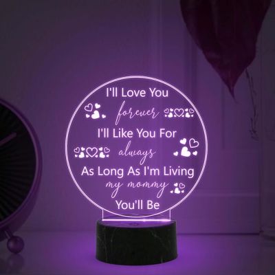 I'll Love You Forever night lamp with Multicolored Light Mothers Day Gift for Mom Best Birthday Gift for Mom from Daughter Son