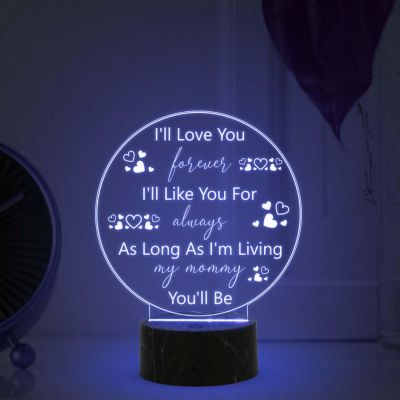 I'll Love You Forever night lamp with Multicolored Light Mothers Day Gift for Mom Best Birthday Gift for Mom from Daughter Son