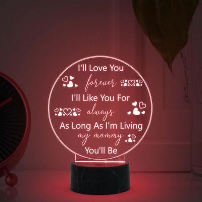 I'll Love You Forever night lamp with Multicolored Light Mothers Day Gift for Mom Best Birthday Gift for Mom from Daughter Son