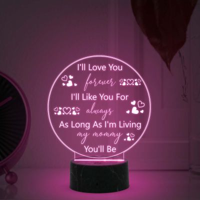 I'll Love You Forever night lamp with Multicolored Light Mothers Day Gift for Mom Best Birthday Gift for Mom from Daughter Son