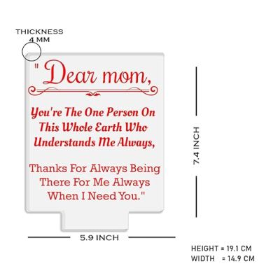 Dear Mom Engraved night lamp with Multicolored Light  Mothers Day Gift for Mom Best Birthday Gift for Mom from Daughter Son