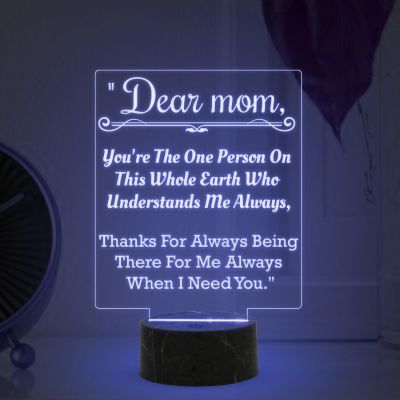 Dear Mom Engraved night lamp with Multicolored Light  Mothers Day Gift for Mom Best Birthday Gift for Mom from Daughter Son