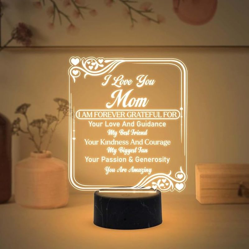 I Love You Mom Night Lamp with Warm White Light Mothers Day Gift for Mom Best Birthday Gift for Mom from Daughter Son