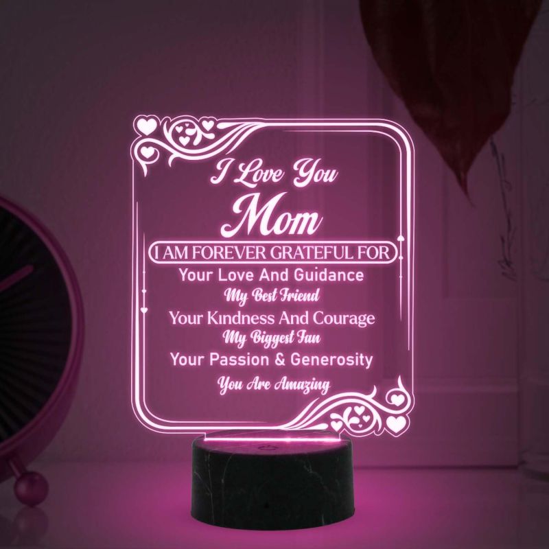 I Love You Mom Night Lamp with Multicolored Light Mothers Day Gift for Mom Best Birthday Gift for Mom from Daughter Son