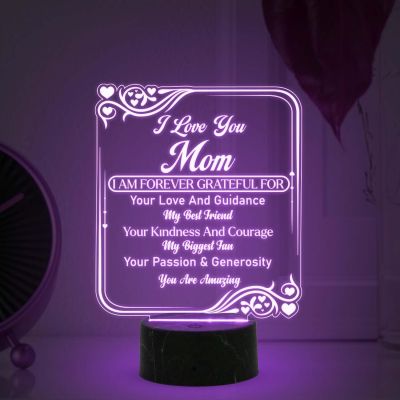 I Love You Mom Night Lamp with Multicolored Light Mothers Day Gift for Mom Best Birthday Gift for Mom from Daughter Son