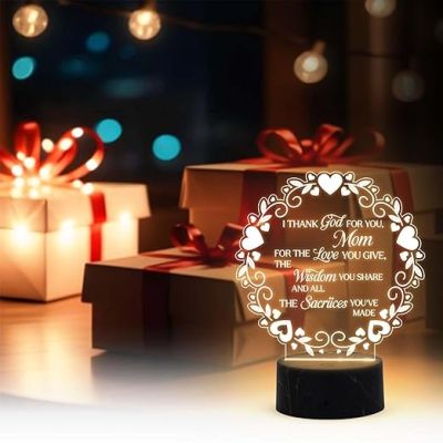 I Thank god for You Mom Engraved Night Lamp with Warm White Light Mothers Day Gift for Mom Best Birthday Gift for Mom from Daughter Son