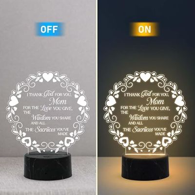 I Thank god for You Mom Engraved Night Lamp with Warm White Light Mothers Day Gift for Mom Best Birthday Gift for Mom from Daughter Son