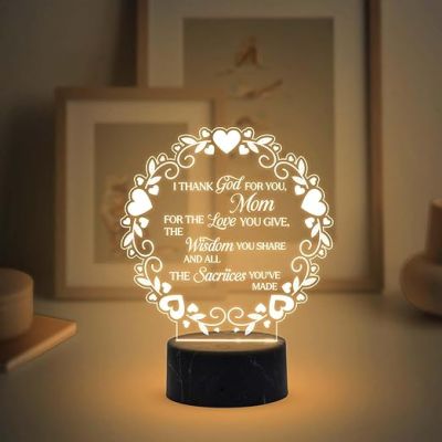 I Thank god for You Mom Engraved Night Lamp with Warm White Light Mothers Day Gift for Mom Best Birthday Gift for Mom from Daughter Son