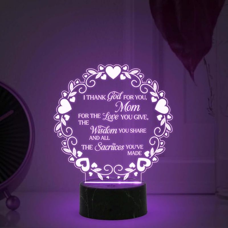 I Thank god for You Mom night lamp with Multicolored Light Mothers Day Gift for Mom & Best Birthday Gift for Mom from Daughter Son